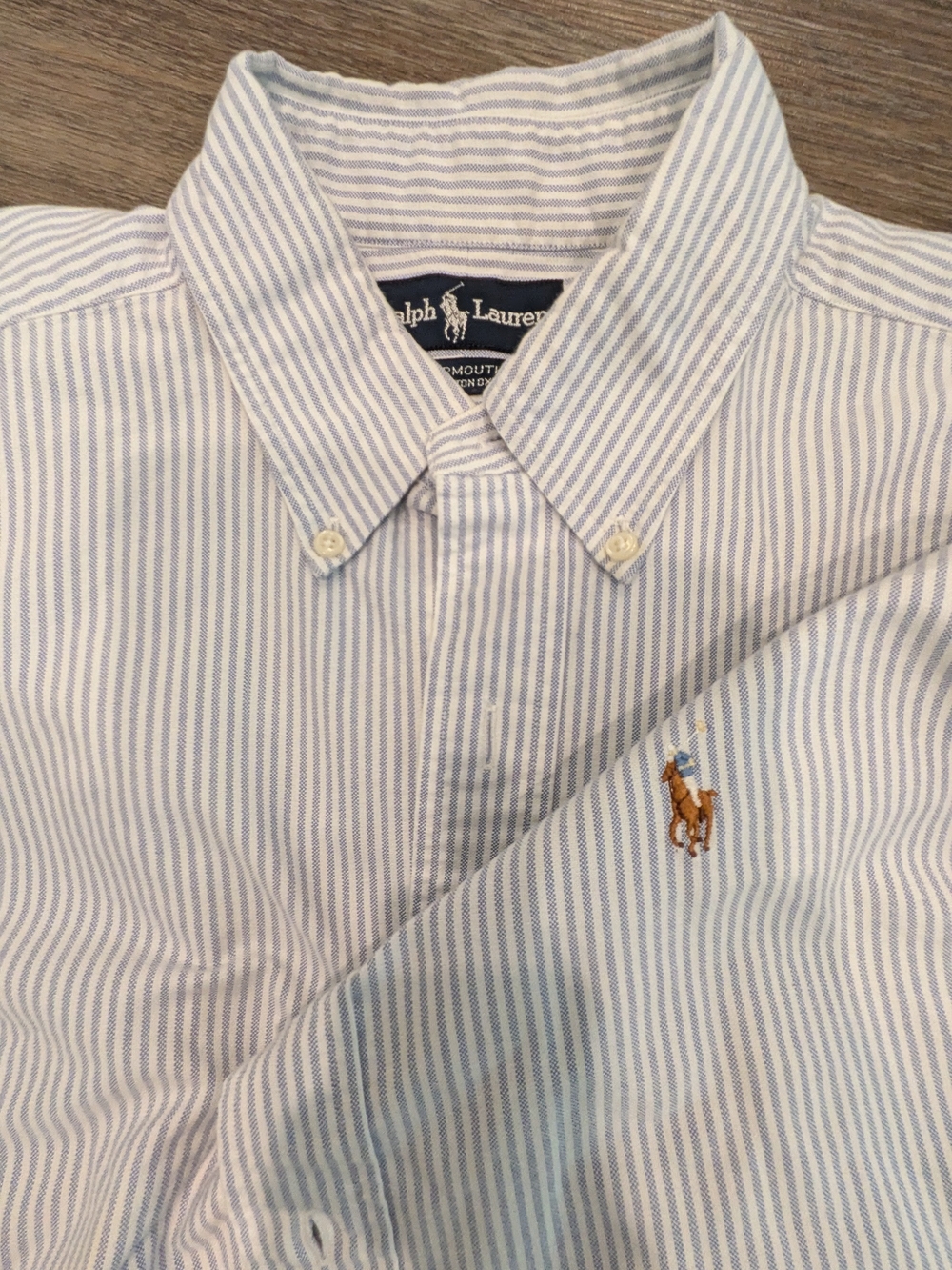 Ralph Lauren Oxford Shirt Mens 15½ 34/35 Blue Stripe Preppy Pony